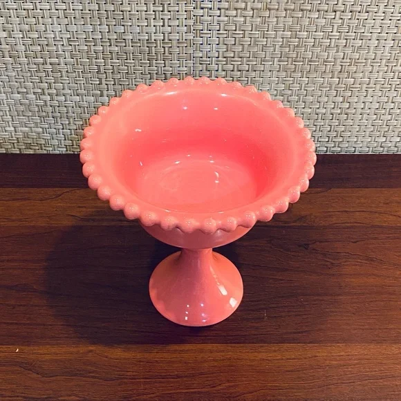 🌟3xHP🌟VTG 1960s MCM Coral Clazed Ceramic Pedestal Candy Dish Compote Deartis - Picture 3 of 6